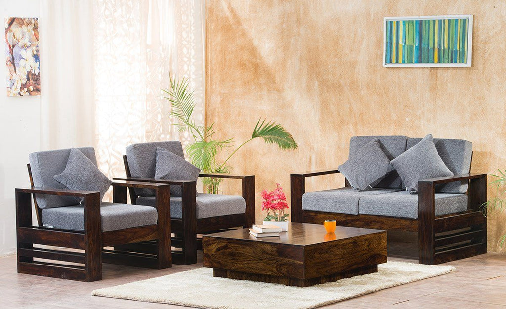 Solid Sheesham Wood 4 Seater Sofa Set