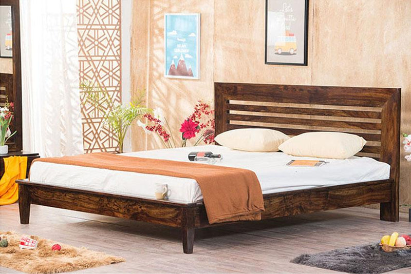 WoodCraft Minimal Design Simple Wooden Bed