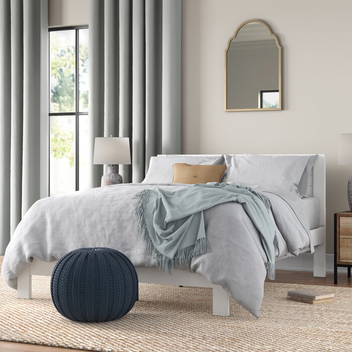 Secure Solid Wood Designer Bed White1 for Bedroom furniture Home