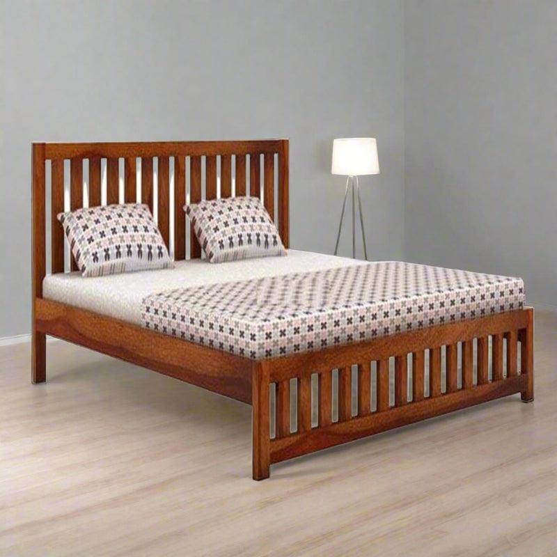 WoodCraft Modern Design Minimal Wooden Bed