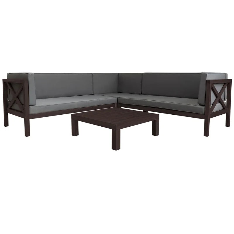 Furnishiaa Solid Wood Sofa Set With Center Table For Living Room