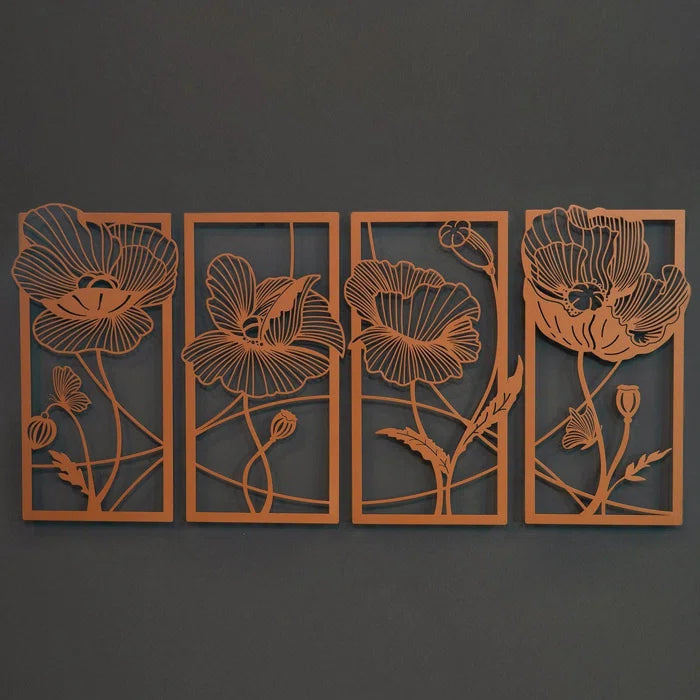 Metal 4 Piece Blossom Wall Hanging Wall Art for Home Décor