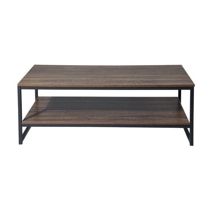 Solid Wooden & Iron Center Coffee Table for Home (Black) - Furnishiaa