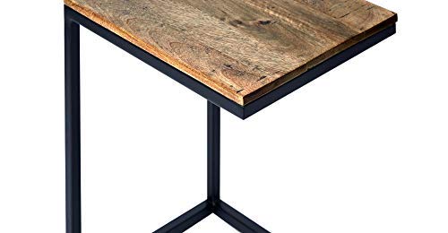 Wooden & Iron C Shape Bedside Night Stand End table Tables for Bedroom & Living Room(Black) - Furnishiaa