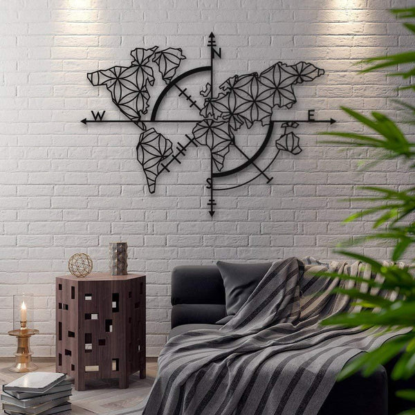 Iron Wall Hanging & Mounted Sculpture Compass Yantra Wall Art for Home Decor - Furnishiaa