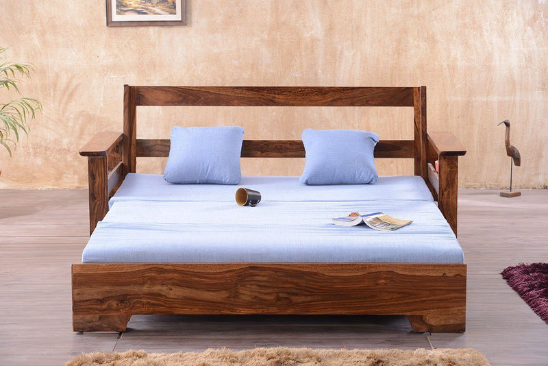 Solid Sheesham Wood Sofa cum Bed - Furnishiaa