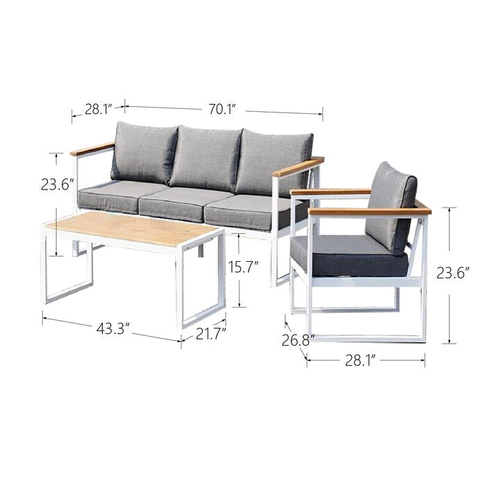 ModernMetal Outdoor Sofa Set with Iron Frame