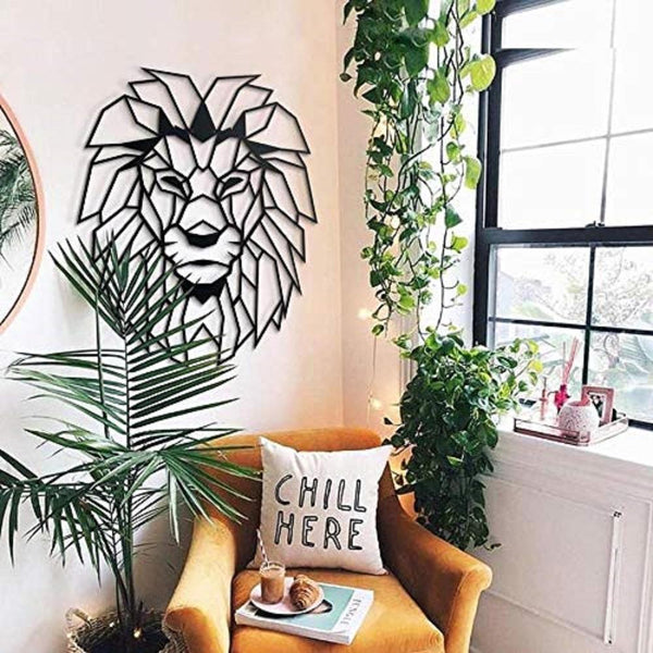 Iron Wall Hanging & Mounted Sculpture Lion Wall Art for Home Decor - Furnishiaa