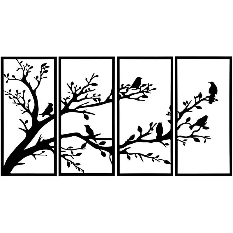 Tree Design 4 Piece Metal Wall Hanging Wall Art for Home & Décor
