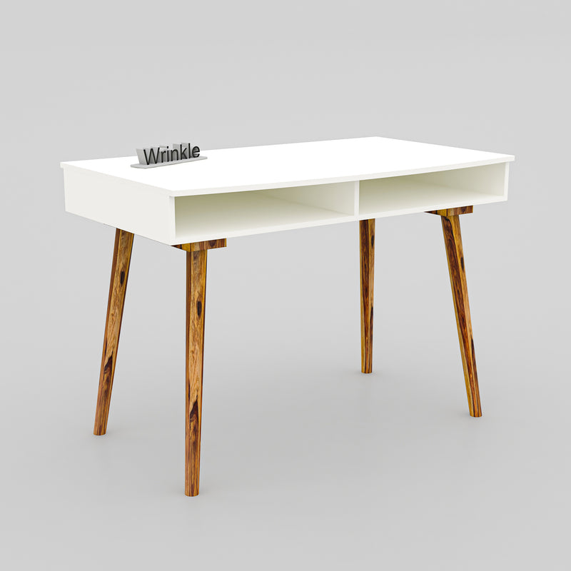WRINKLE White Sheesham Wood Study Table With Stool for Home & Office