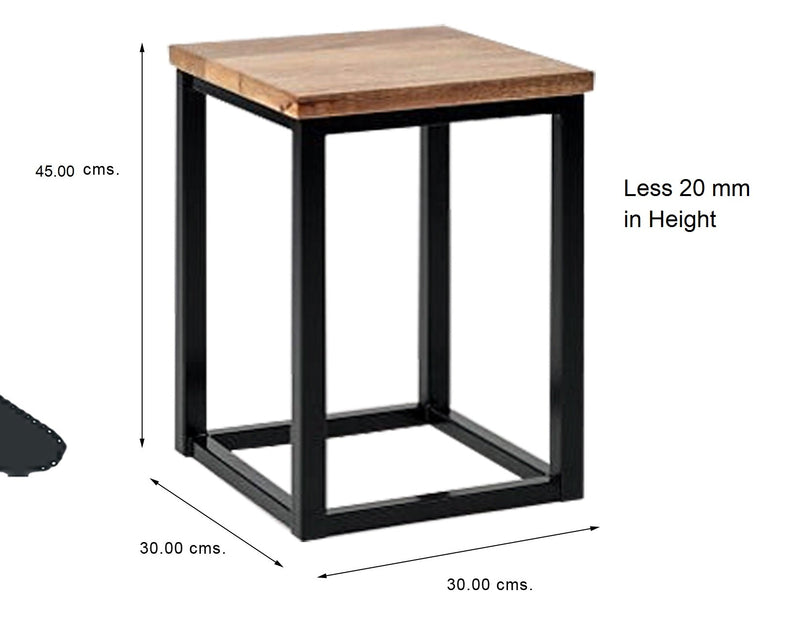 Wooden & Iron Shape Bedside Stool  Night Stand Tables for Bedroom & Living Room(Black) - Furnishiaa