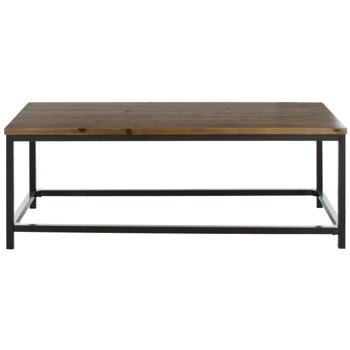 Solid Wooden & Iron Center Coffee Table for Home (Black) - Furnishiaa