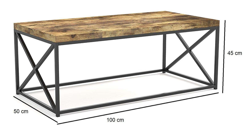 Iron Frame Solid Wood Center Coffee Tables for Living Room - Furnishiaa