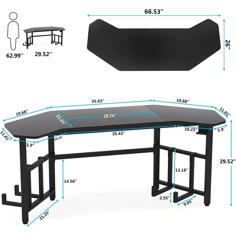 Furnishiaa Jowel Solid Wood Black Gaming Table
