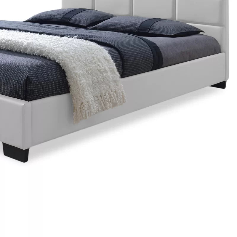 NightCraft Modern Minimal Upholstered Bed (Light Gray)