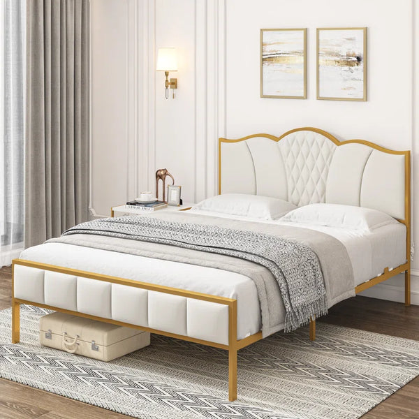 NightCraft Golden Frame Upholstered Bed