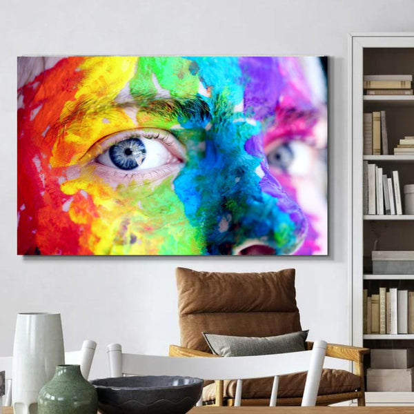 Colors on Face Art Wrapped Canvas Wall Painting for Home