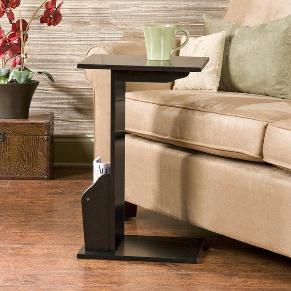 C shape Night Stand End Beside Table Black for living and home - Furnishiaa